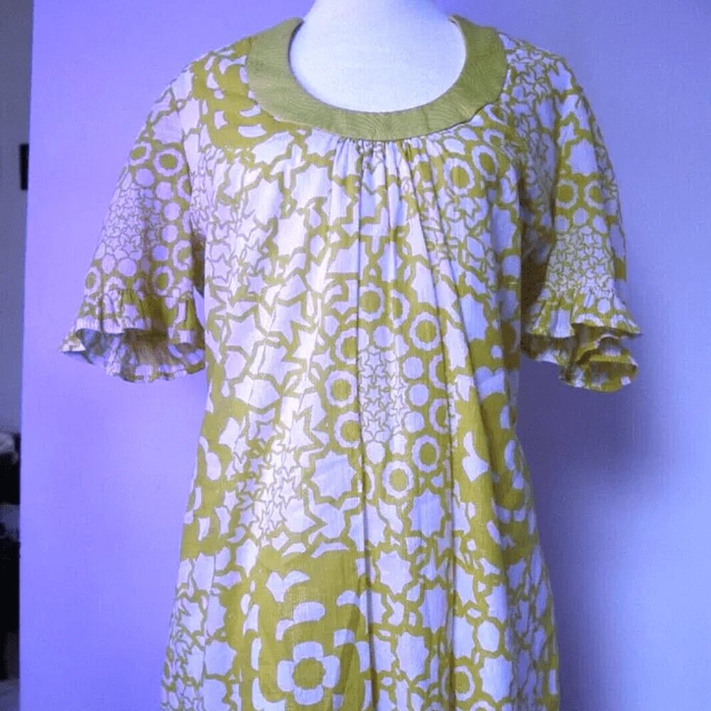 Trina Turk Women's Lined Yellow Short Sleeve Summer Dress Casual Size 4